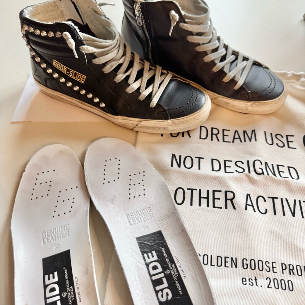 Great Condition Golden Goose Sz 38 High-Tops Slides with Studs